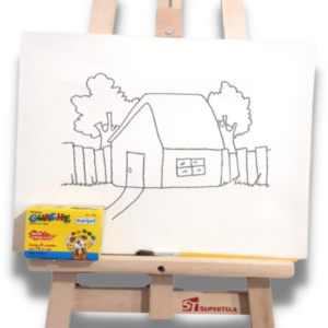 Kit de Pintura Infantil c/ 01 Mini Cavalete + 2 Telas + 06 Cores